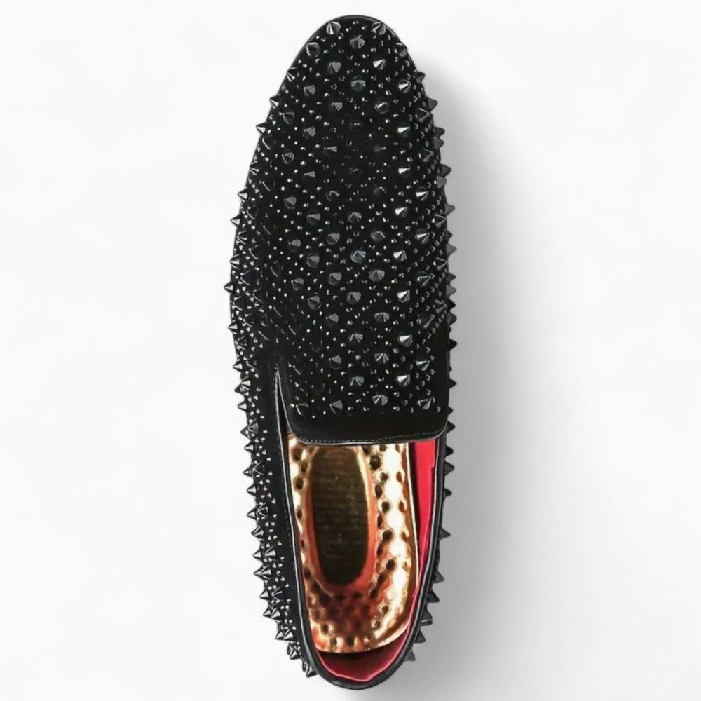 Mocassins Vernis Noirs Pour Hommes À Piques
