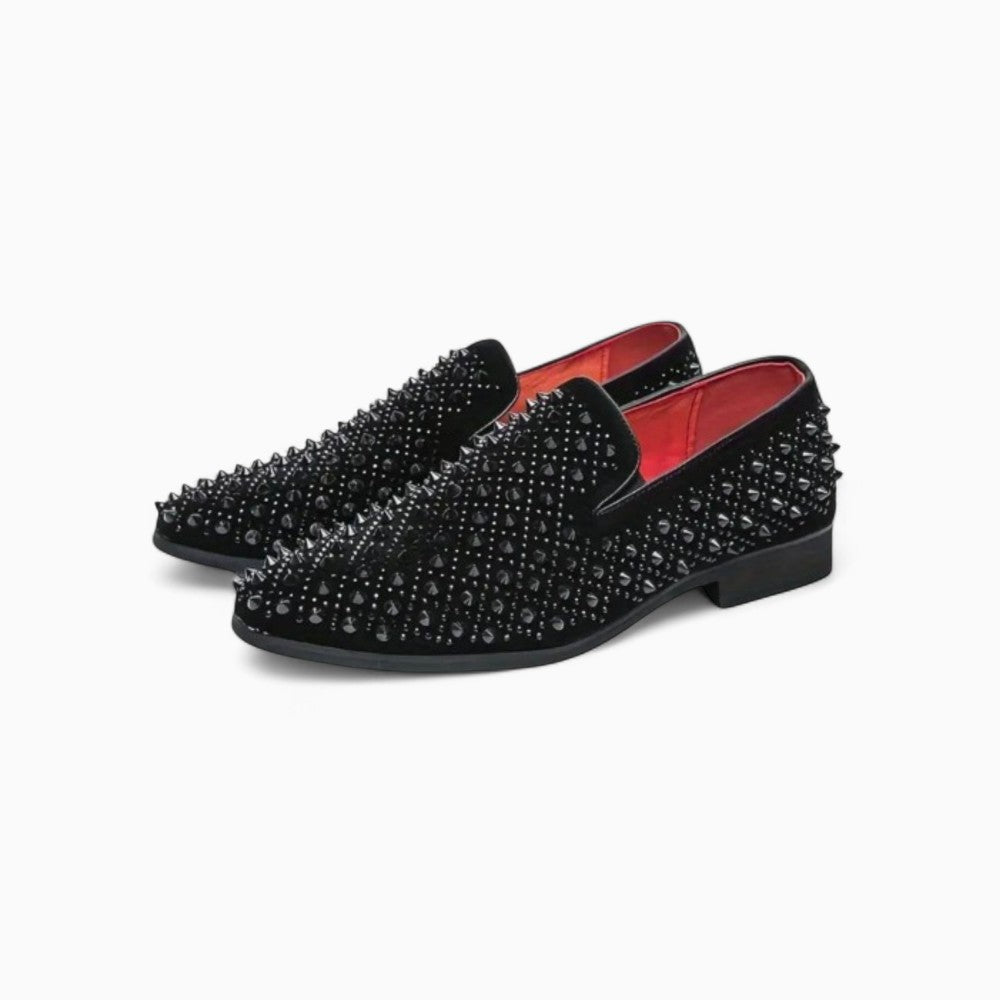 Mocassins Vernis Noirs Pour Hommes À Piques