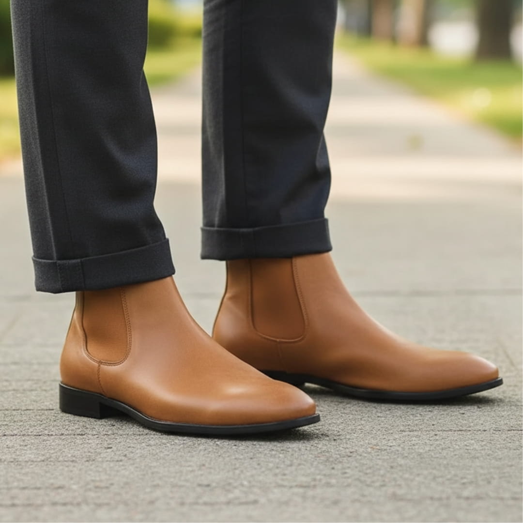 Mario Bottines Chelsea en Cuir – Panneaux Élastiques Chaussage Pratique À Enfiler Silhouette Cheville