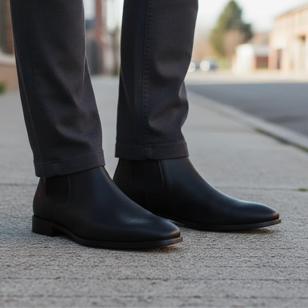 Mario Bottines Chelsea en Cuir – Panneaux Élastiques Chaussage Pratique À Enfiler Silhouette Cheville