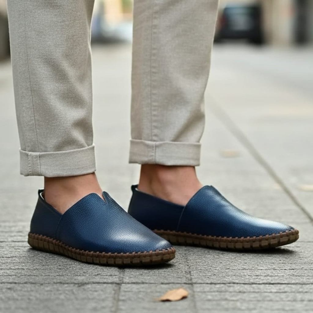 Harrow Mocassins en Cuir à Enfiler – Silhouette Bout Amande Semelle Plate Cousue