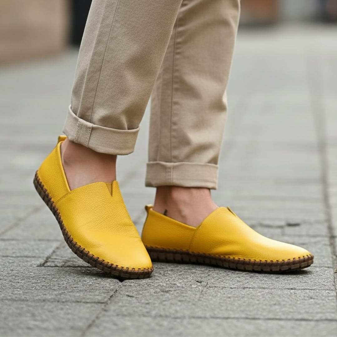 Harrow Mocassins en Cuir à Enfiler – Silhouette Bout Amande Semelle Plate Cousue
