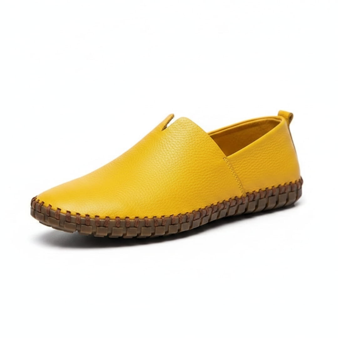 Harrow Mocassins en Cuir à Enfiler – Silhouette Bout Amande Semelle Plate Cousue
