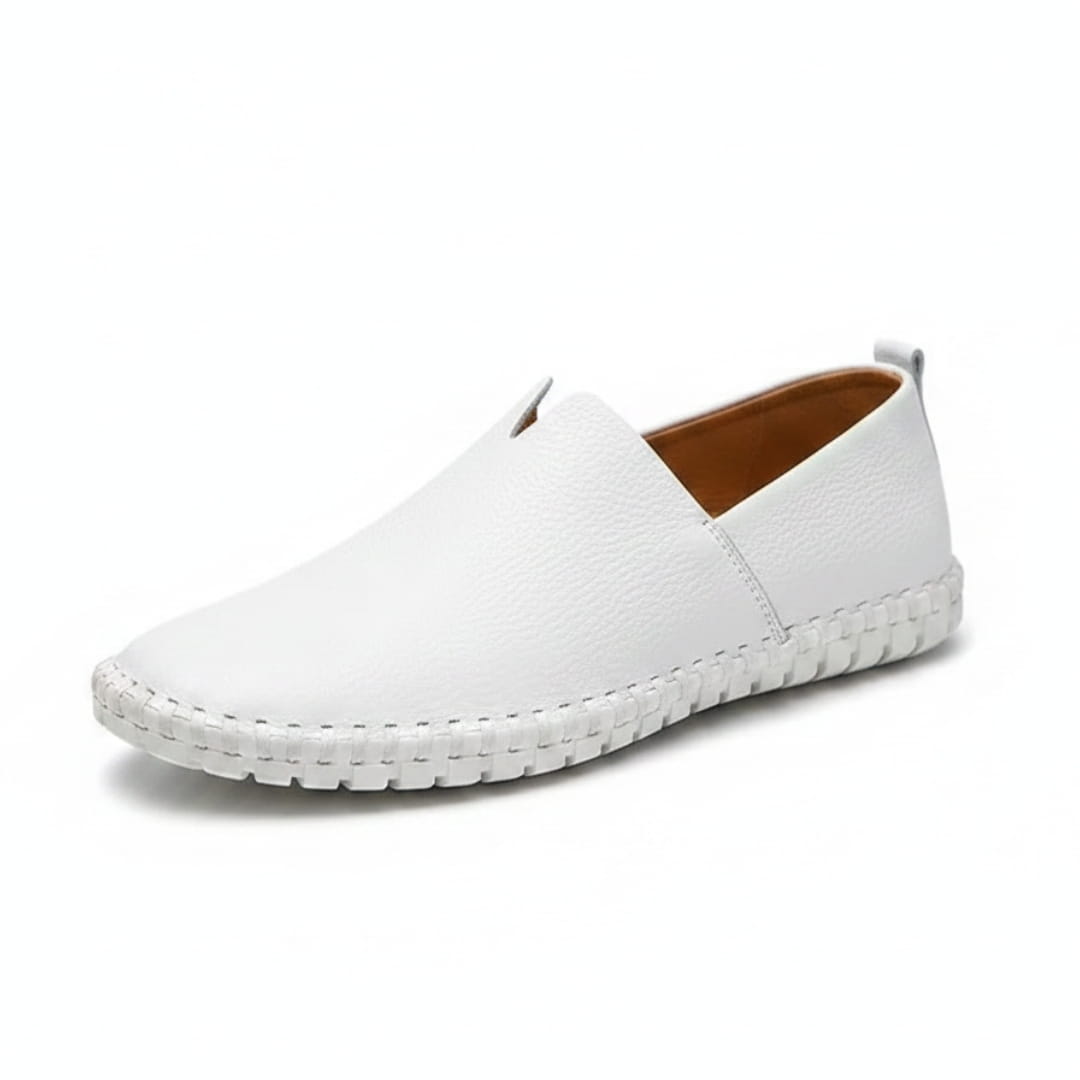 Harrow Mocassins en Cuir à Enfiler – Silhouette Bout Amande Semelle Plate Cousue