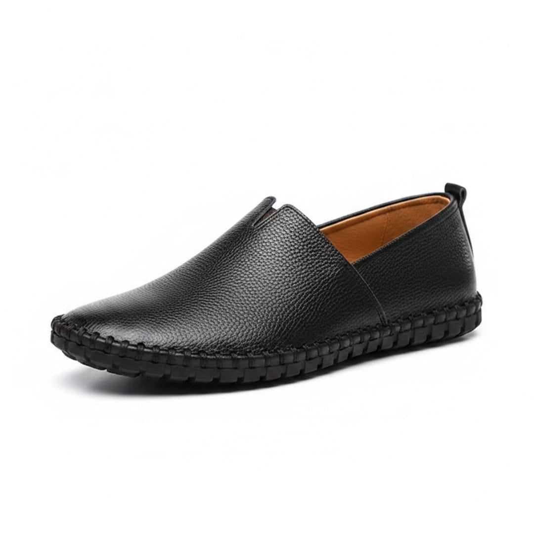 Harrow Mocassins en Cuir à Enfiler – Silhouette Bout Amande Semelle Plate Cousue