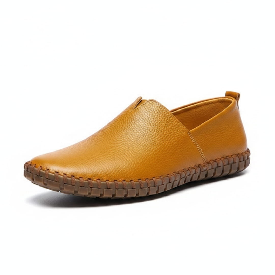Harrow Mocassins en Cuir à Enfiler – Silhouette Bout Amande Semelle Plate Cousue