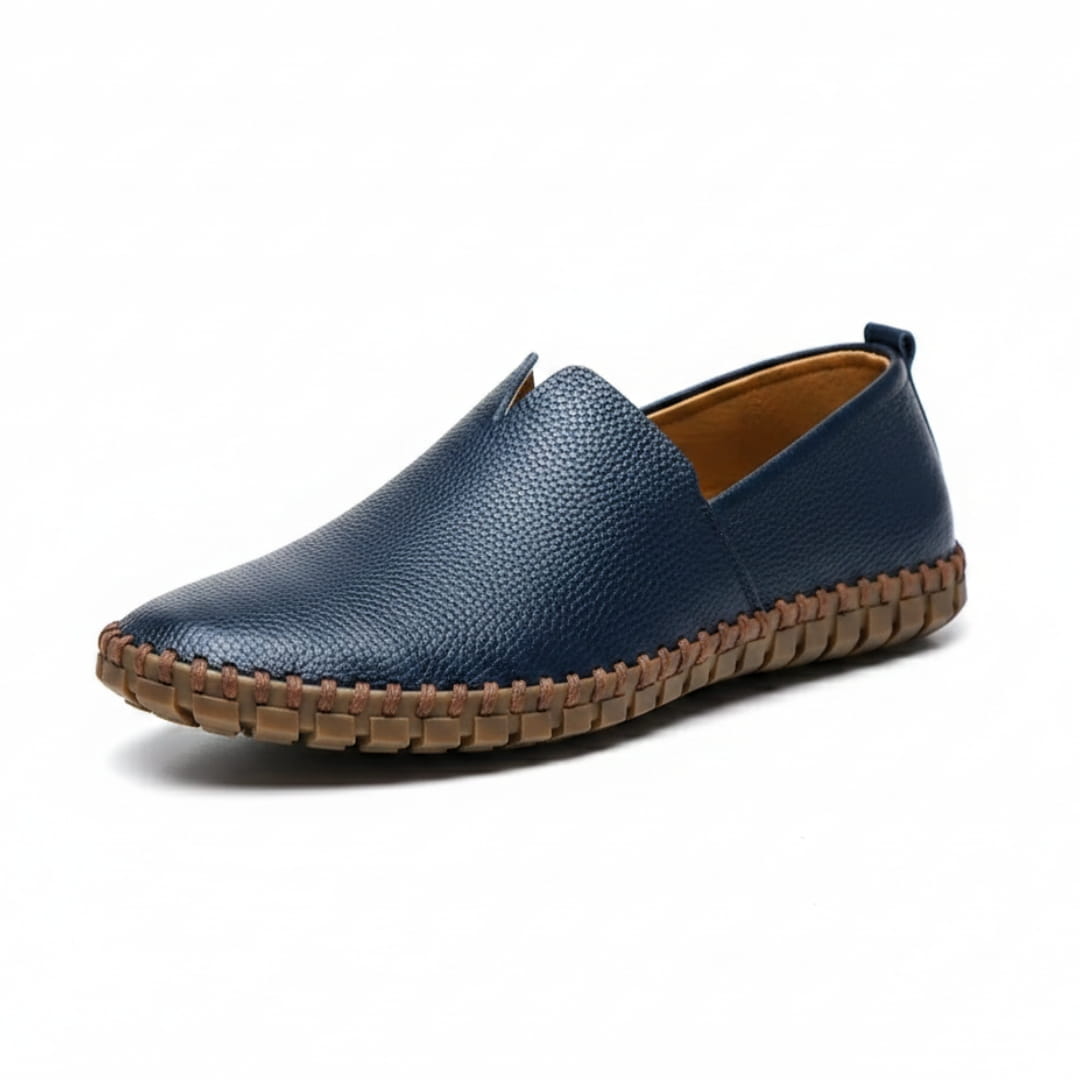 Harrow Mocassins en Cuir à Enfiler – Silhouette Bout Amande Semelle Plate Cousue