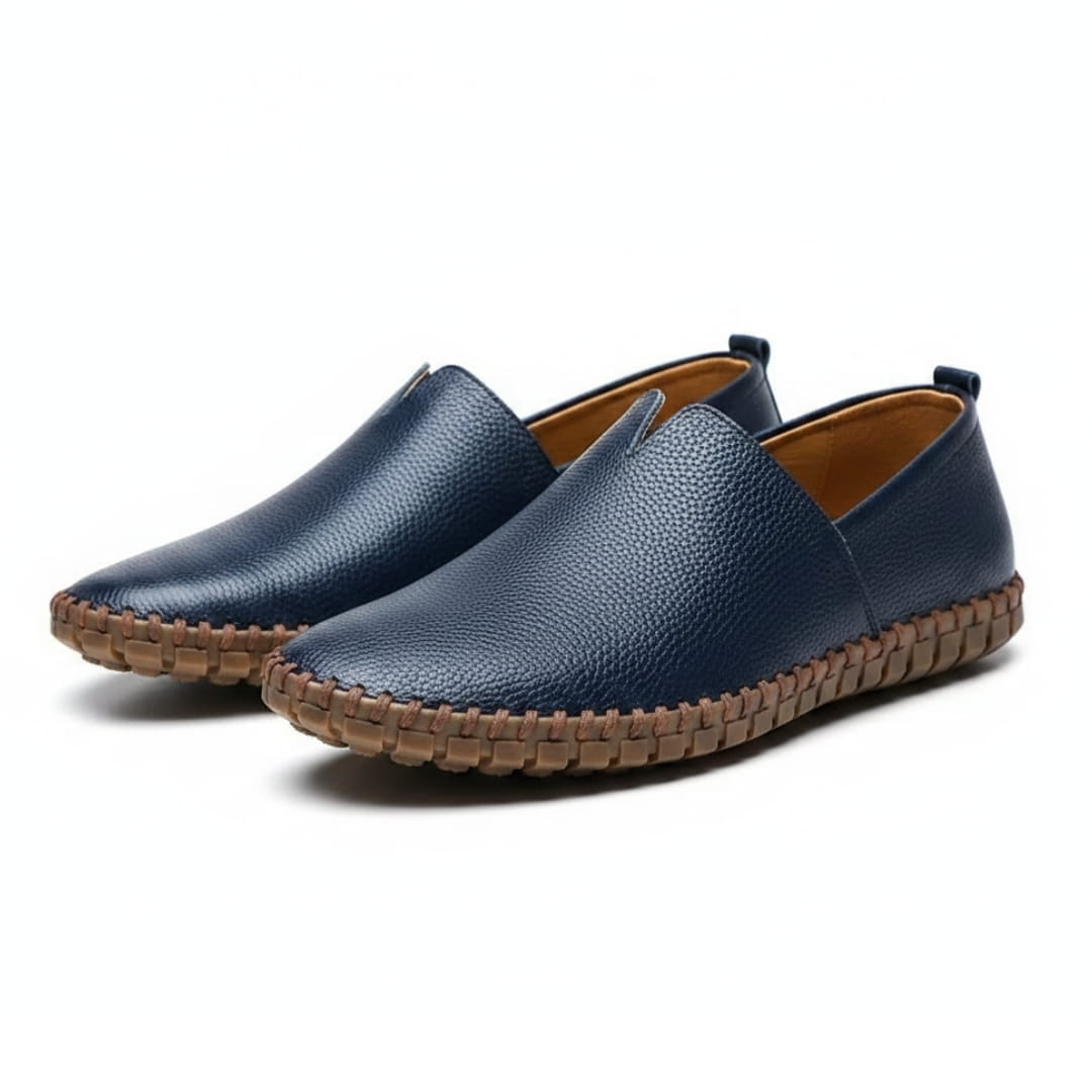 Harrow Mocassins en Cuir à Enfiler – Silhouette Bout Amande Semelle Plate Cousue