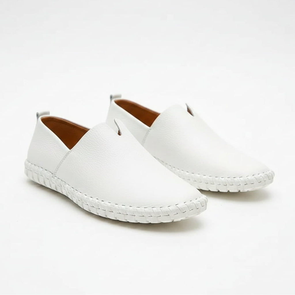 Harrow Mocassins en Cuir à Enfiler – Silhouette Bout Amande Semelle Plate Cousue