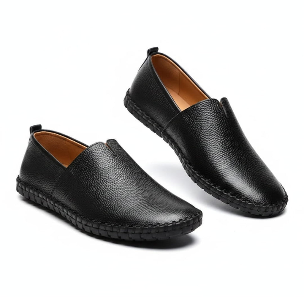 Harrow Mocassins en Cuir à Enfiler – Silhouette Bout Amande Semelle Plate Cousue