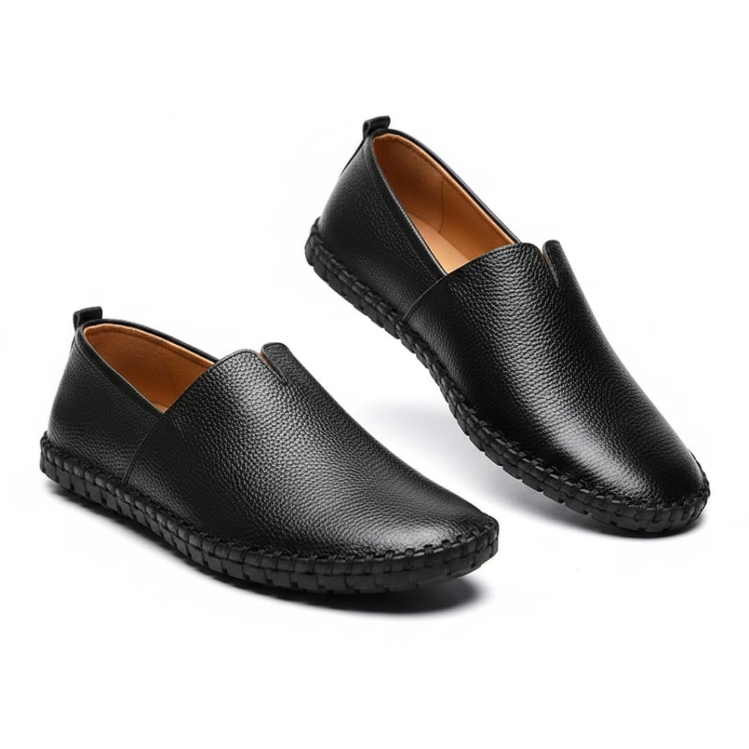 Harrow Mocassins en Cuir à Enfiler – Silhouette Bout Amande Semelle Plate Cousue