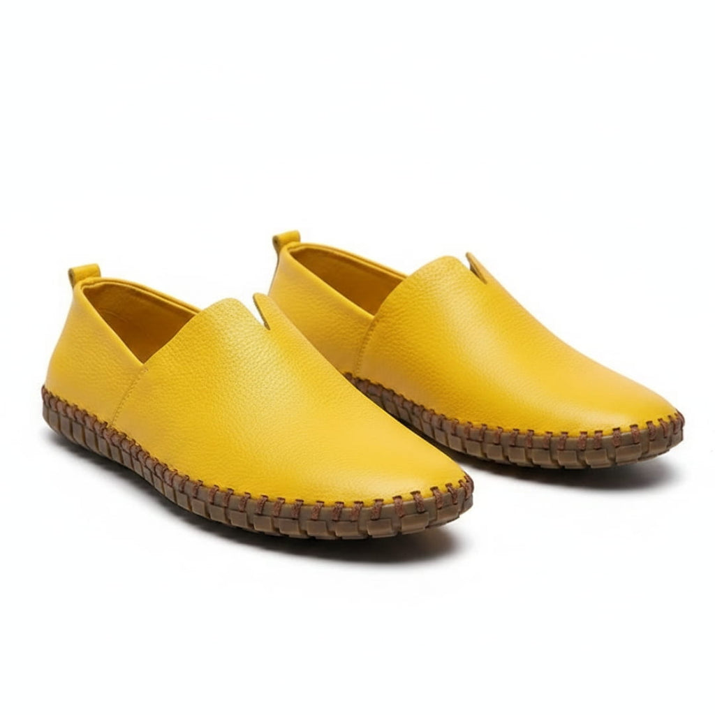 Harrow Mocassins en Cuir à Enfiler – Silhouette Bout Amande Semelle Plate Cousue