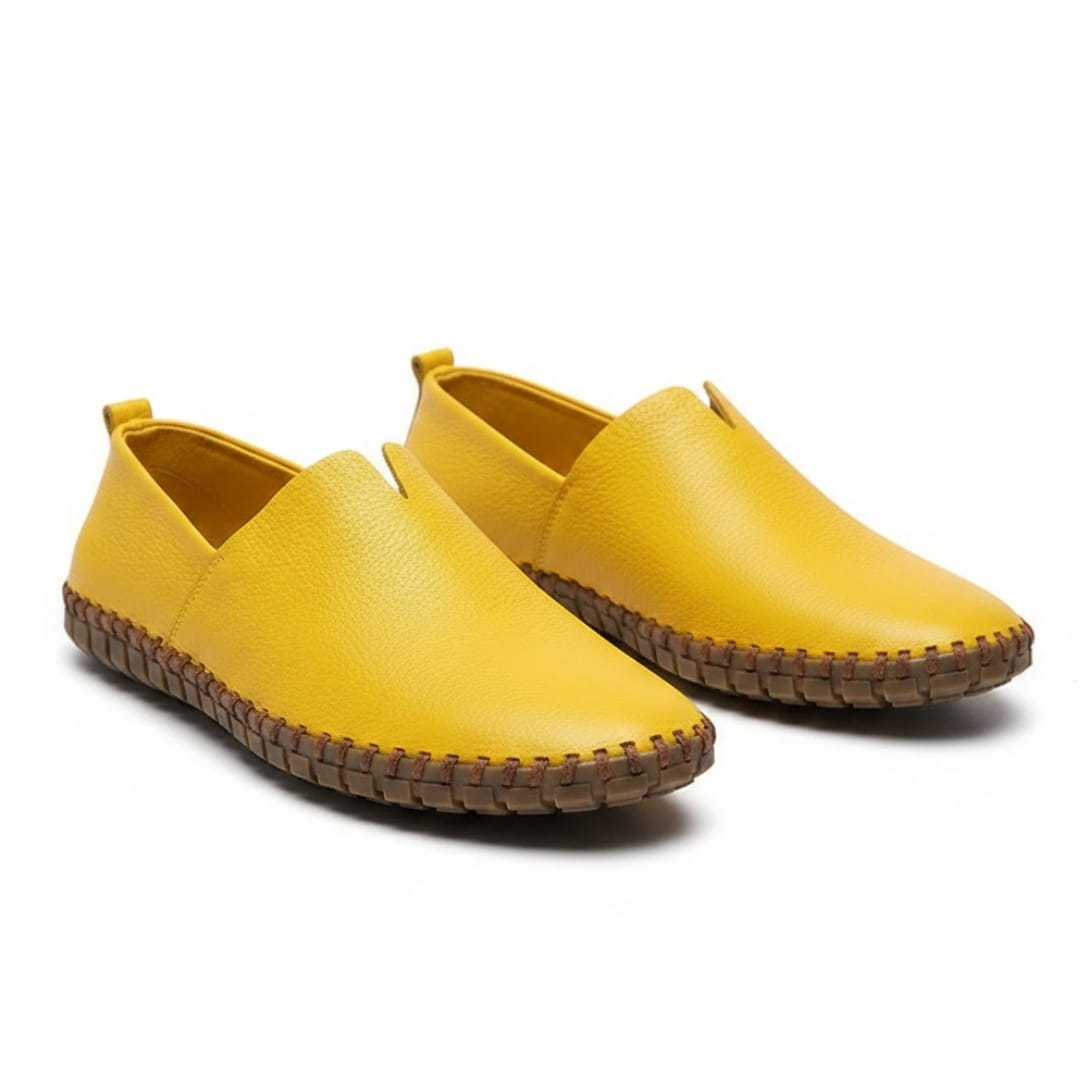 Harrow Mocassins en Cuir à Enfiler – Silhouette Bout Amande Semelle Plate Cousue
