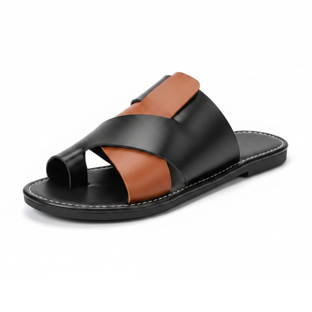 Weston Sandales en Cuir à Brides Croisées – Semelle Confort Slides Minimalistes