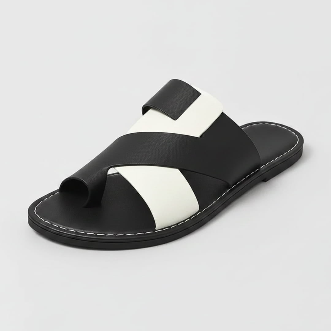 Weston Sandales en Cuir à Brides Croisées – Semelle Confort Slides Minimalistes