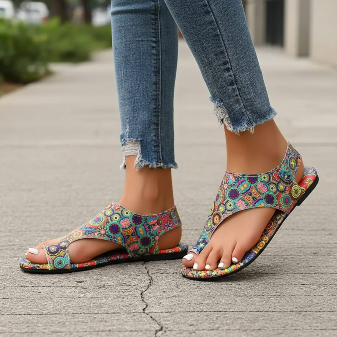 Solea Sandales Plates Slingback en Textile – Style Bohème Confort et Légèreté d'Été