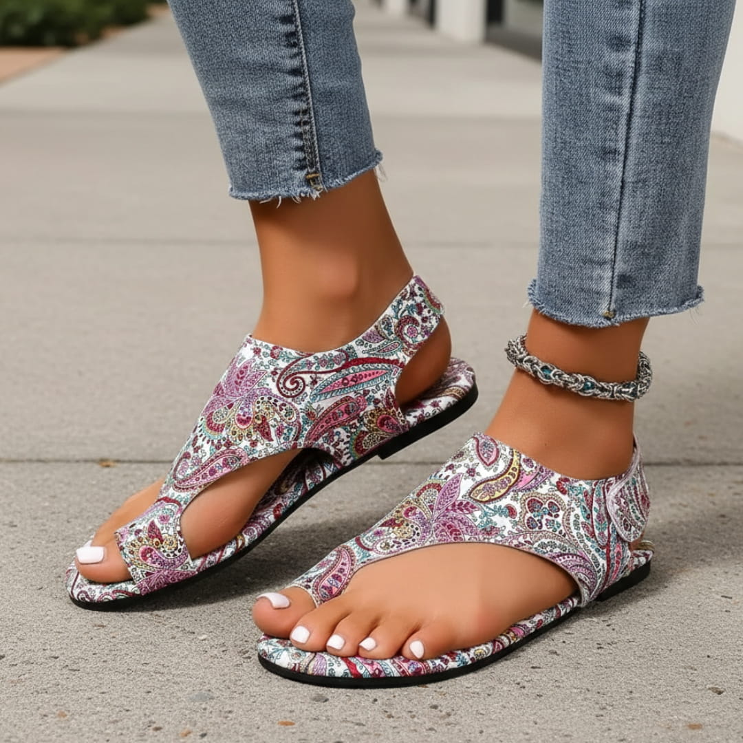 Solea Sandales Plates Slingback en Textile – Style Bohème Confort et Légèreté d'Été