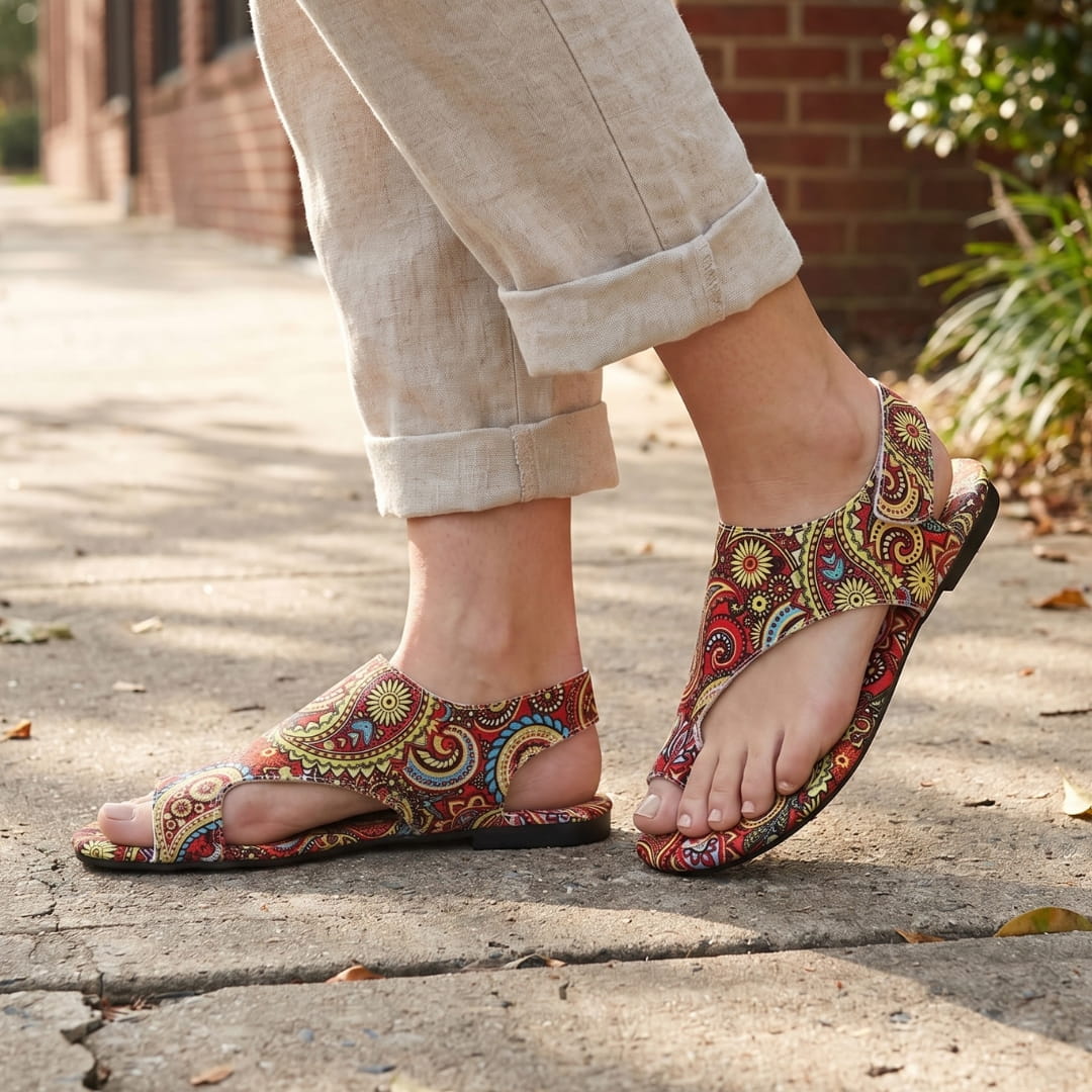 Solea Sandales Plates Slingback en Textile – Style Bohème Confort et Légèreté d'Été