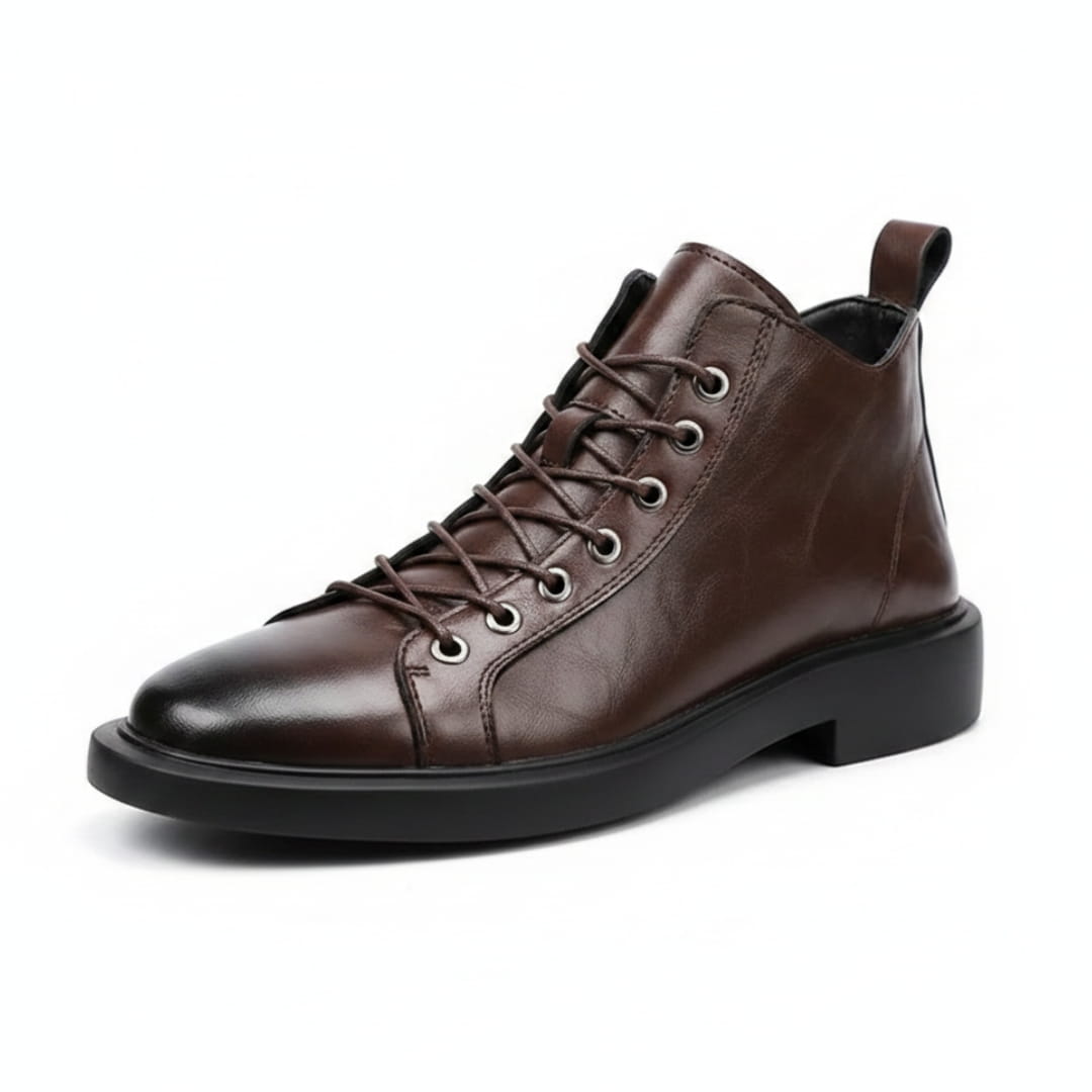 Hudson Bottines à Lacets en Cuir Minimalistes – Chaussures Confort Urbain Ankle Boots