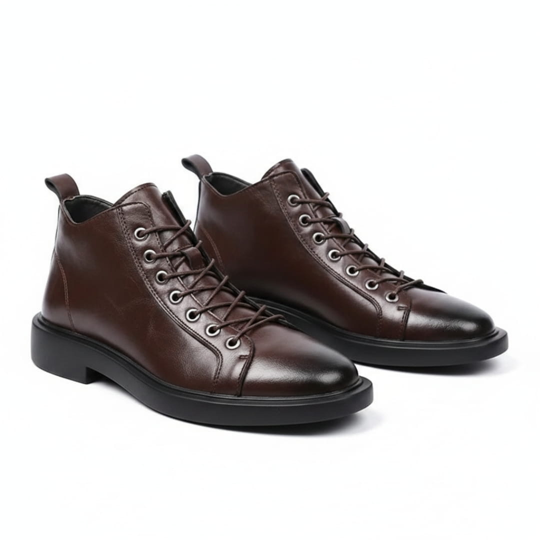 Hudson Bottines à Lacets en Cuir Minimalistes – Chaussures Confort Urbain Ankle Boots