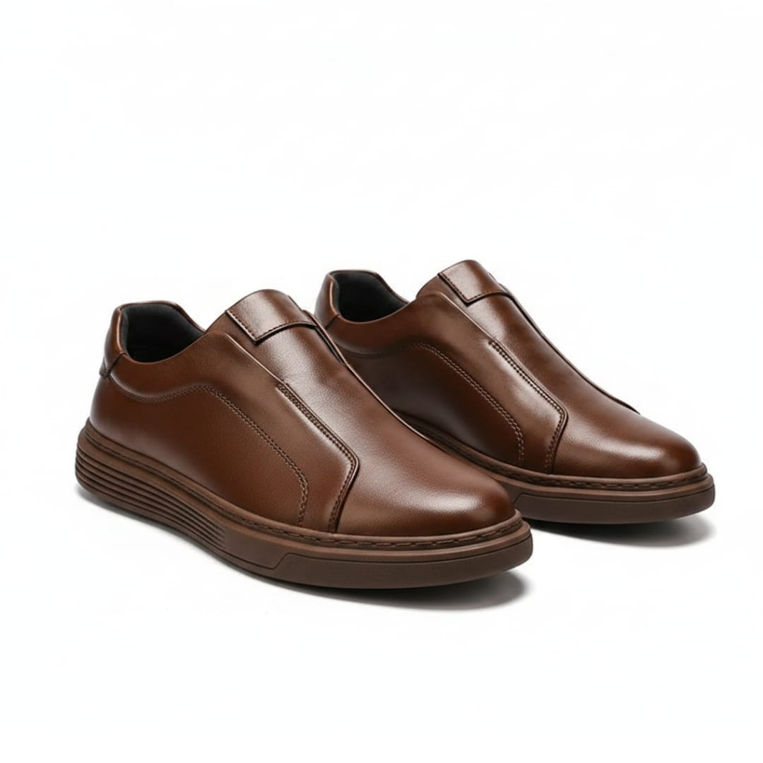 Norjun Sneakers Slip-On en Cuir Minimalistes – Baskets Confort Casual Moderne