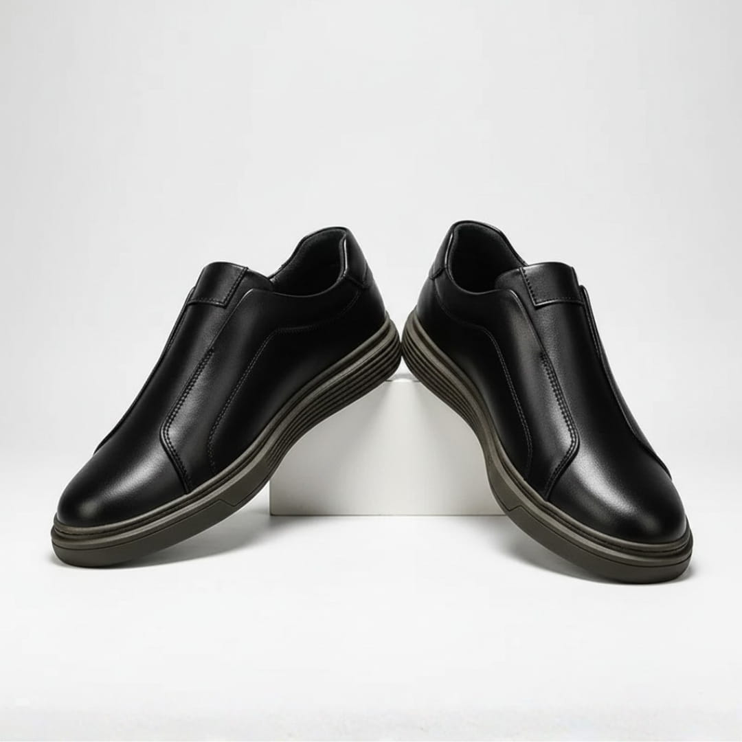 Norjun Sneakers Slip-On en Cuir Minimalistes – Baskets Confort Casual Moderne