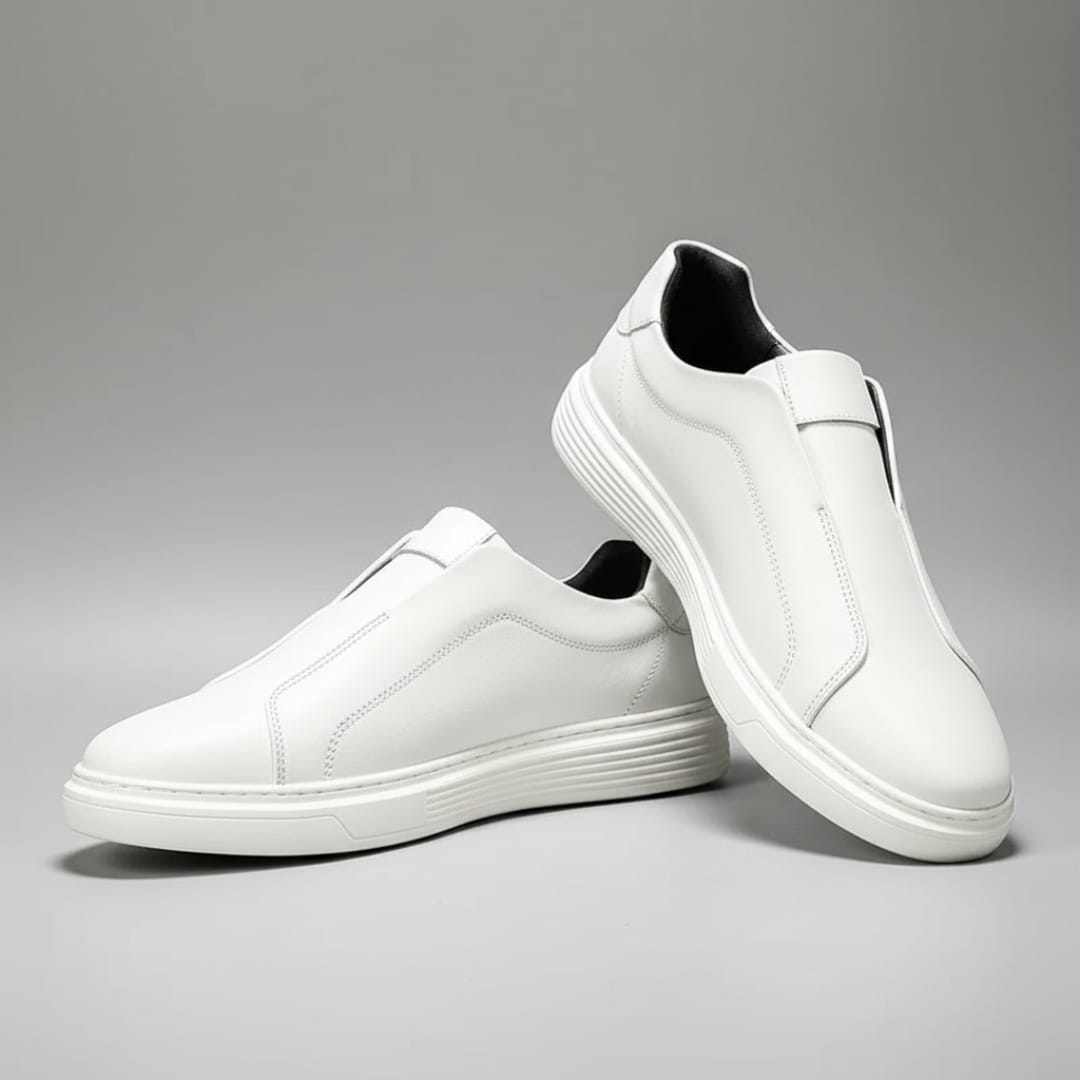 Norjun Sneakers Slip-On en Cuir Minimalistes – Baskets Confort Casual Moderne