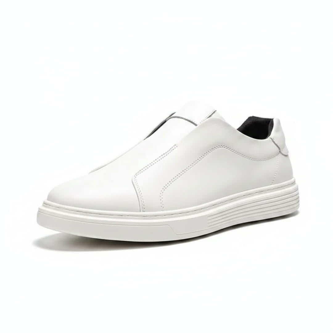 Norjun Sneakers Slip-On en Cuir Minimalistes – Baskets Confort Casual Moderne
