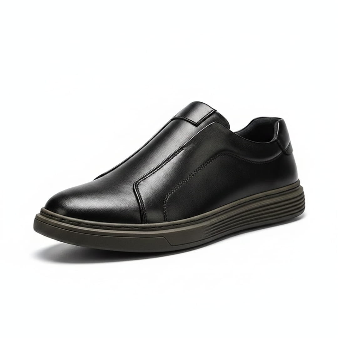 Norjun Sneakers Slip-On en Cuir Minimalistes – Baskets Confort Casual Moderne