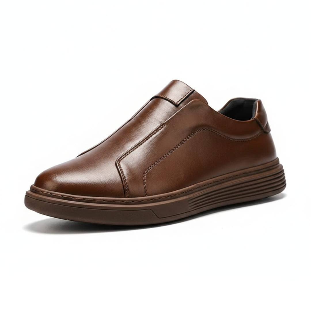 Norjun Sneakers Slip-On en Cuir Minimalistes – Baskets Confort Casual Moderne