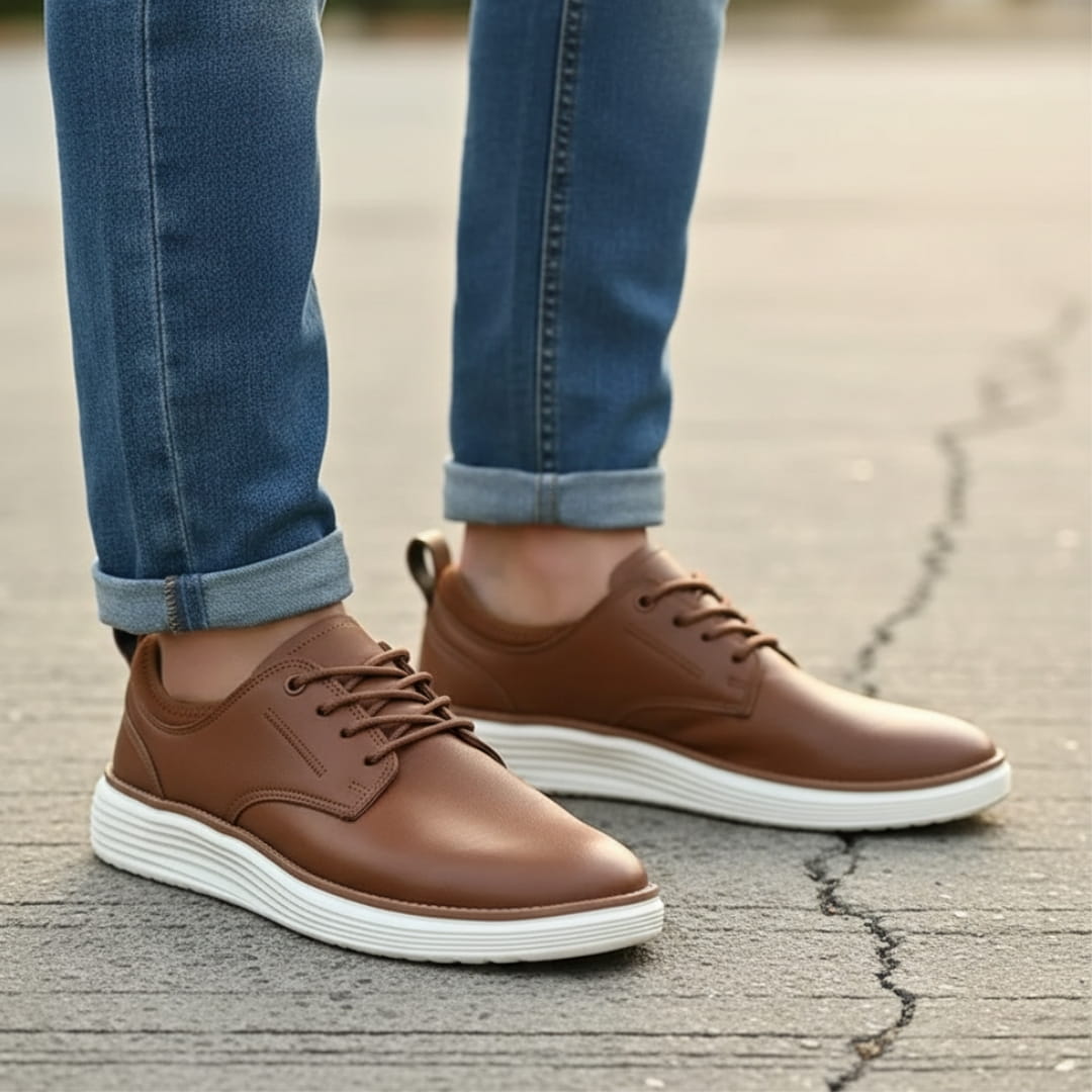 Colton Sneakers en Cuir Premium – Baskets à Lacets Confort Casual Moderne