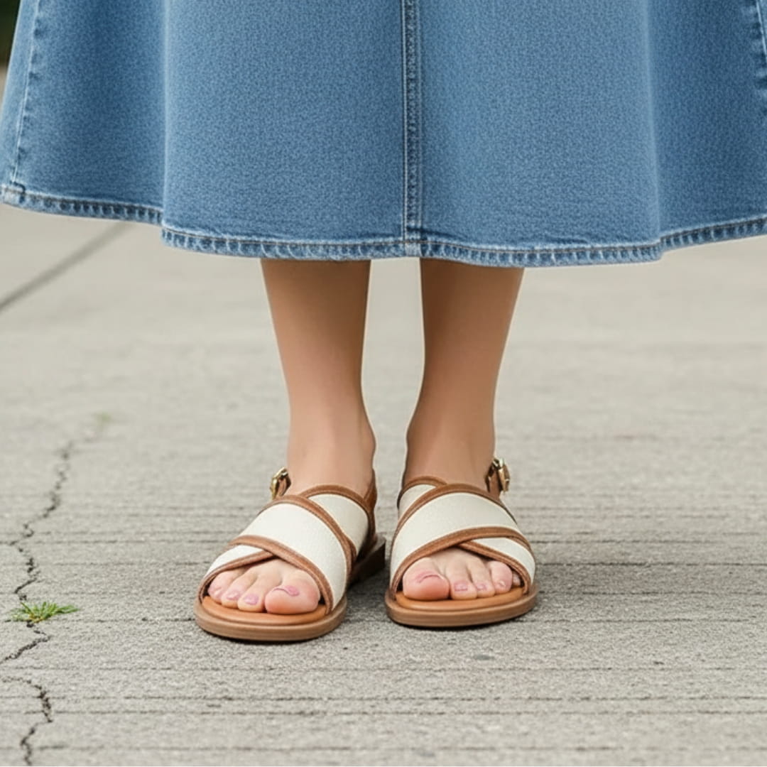 Juliette Sandales Slingback en Cuir – Nu-Pieds Confort à Bride Ajustable Style Estival