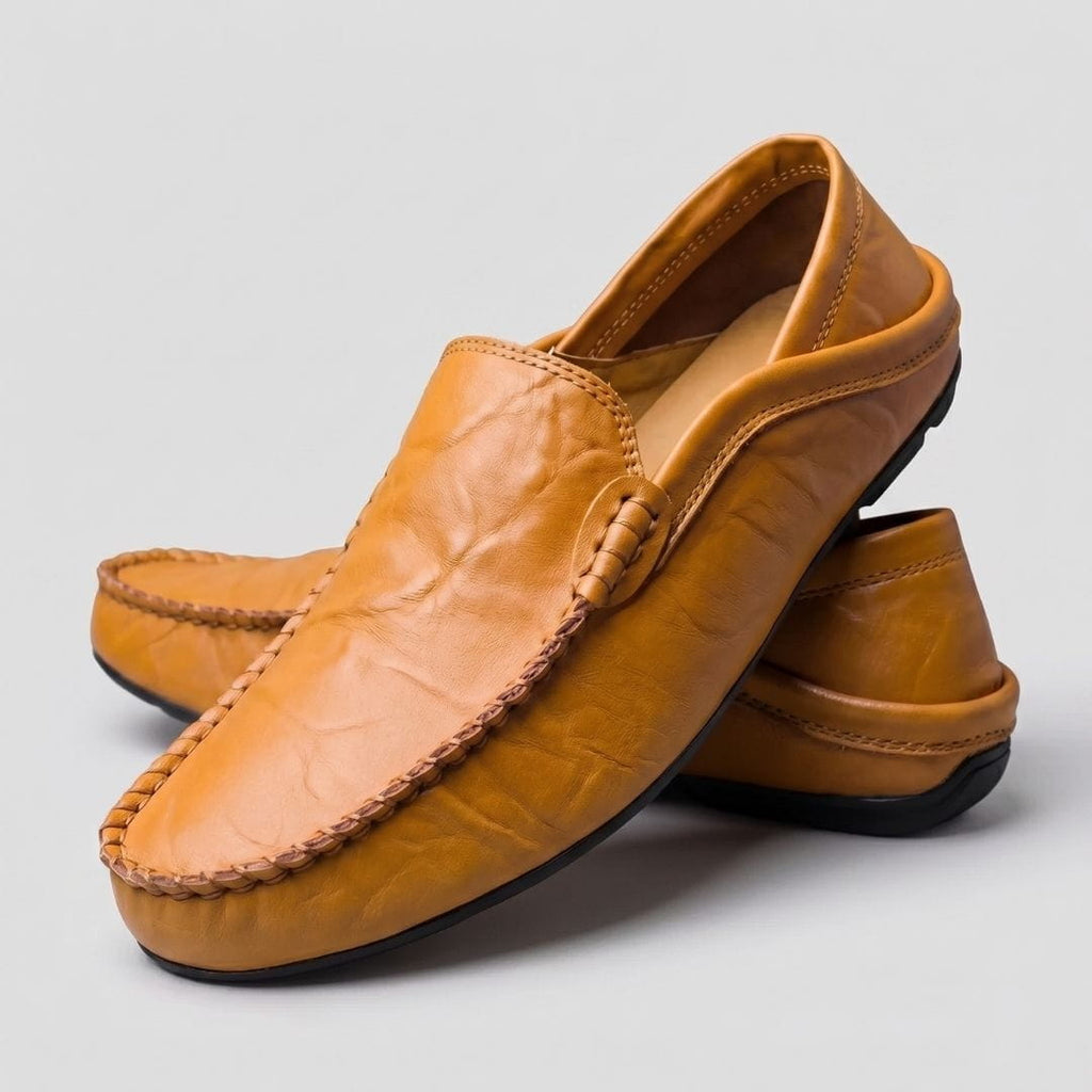 Baptiste Mocassins en Cuir Souple – Souliers Confort Coussiné Casual à Enfiler