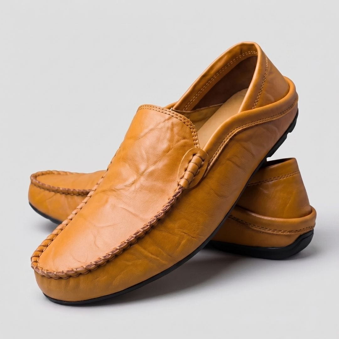 Baptiste Mocassins en Cuir Souple – Souliers Confort Coussiné Casual à Enfiler