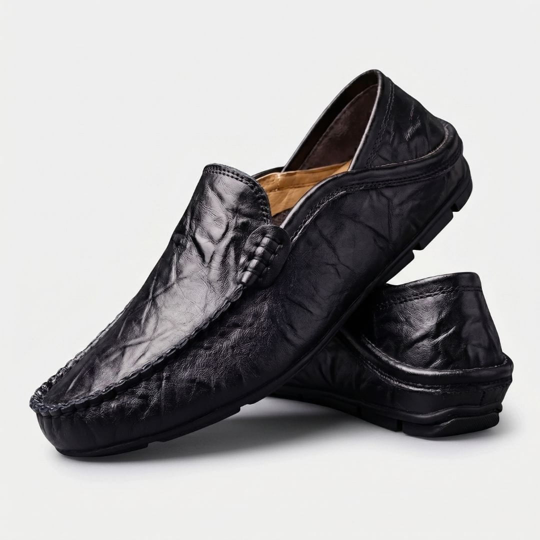 Baptiste Mocassins en Cuir Souple – Souliers Confort Coussiné Casual à Enfiler