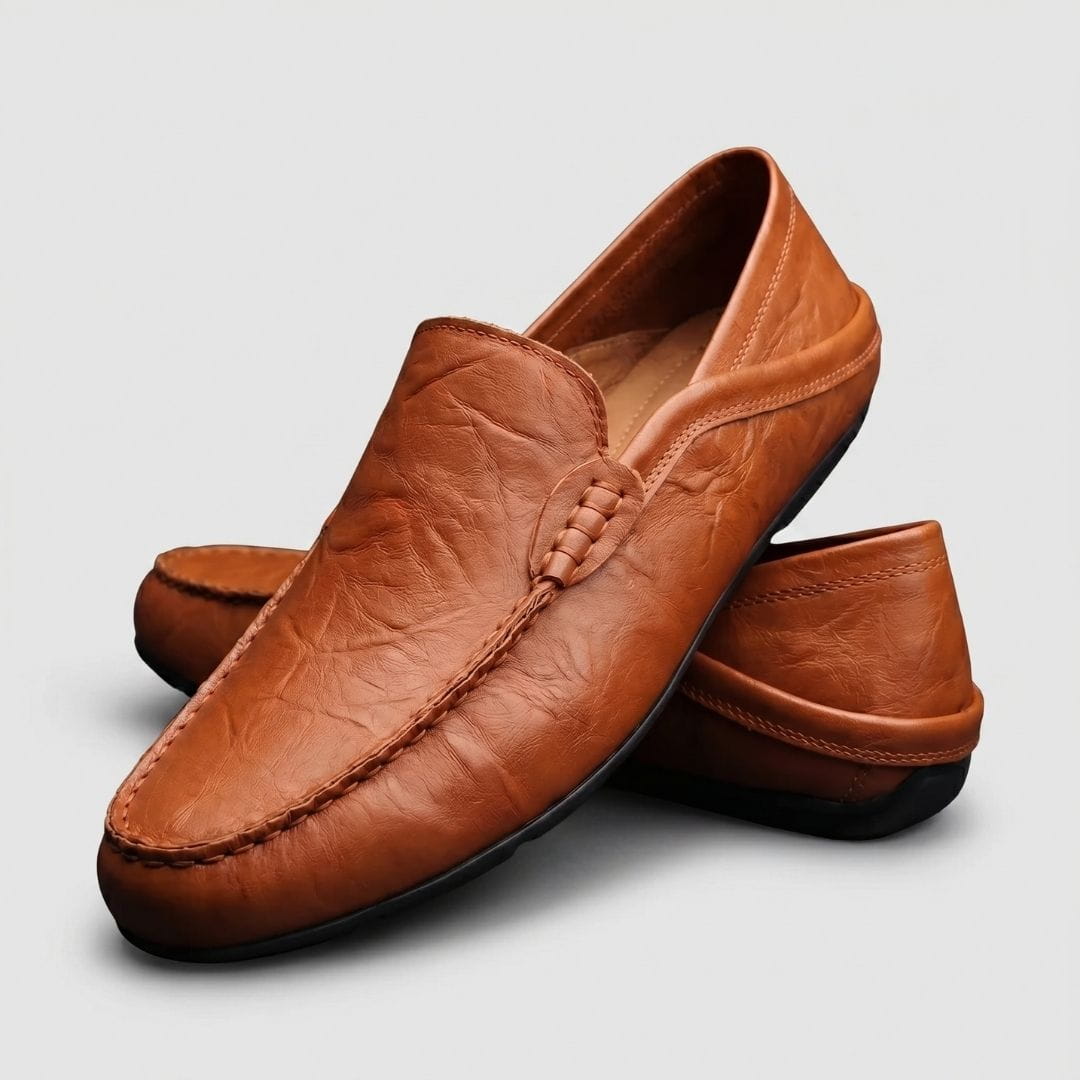 Baptiste Mocassins en Cuir Souple – Souliers Confort Coussiné Casual à Enfiler