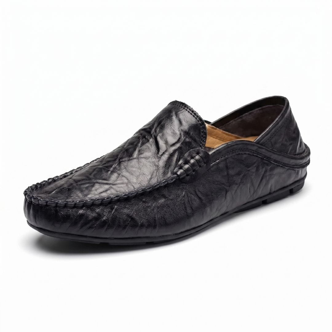 Baptiste Mocassins en Cuir Souple – Souliers Confort Coussiné Casual à Enfiler