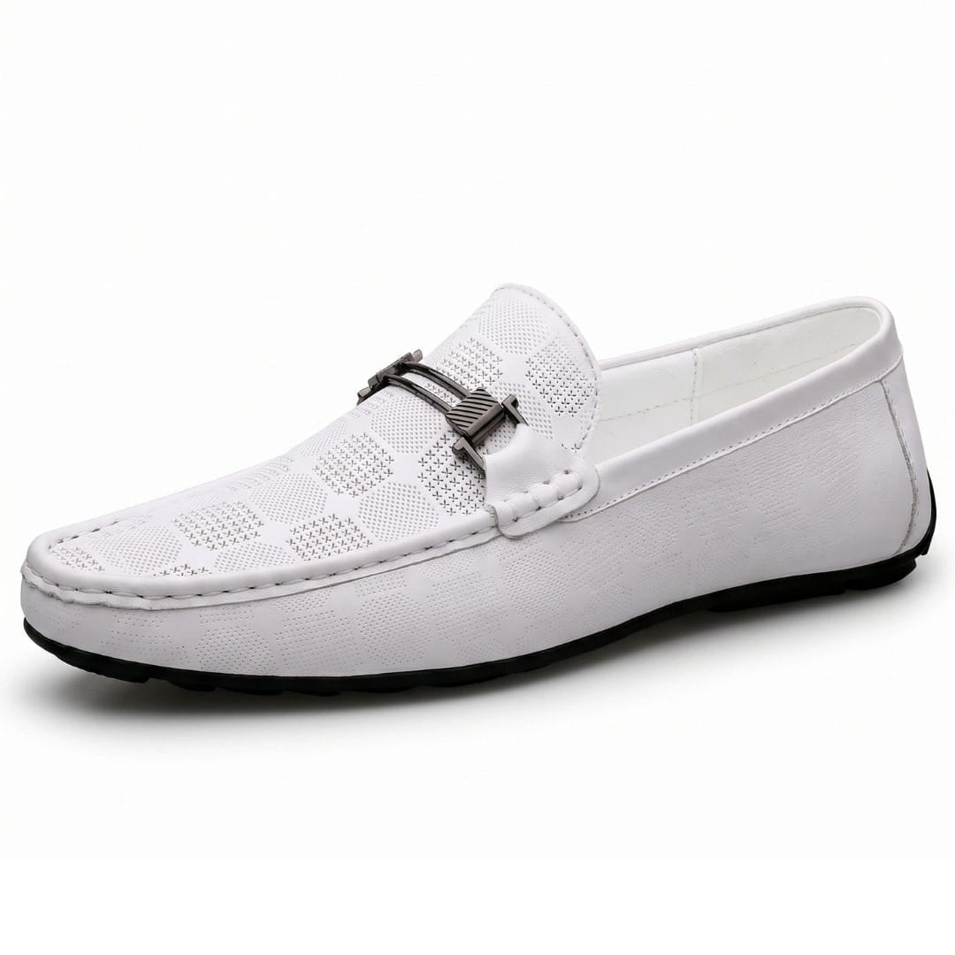 Giorgio Mocassins en Cuir Texturé à Boucle – Souliers Élégants Intemporels à Enfiler