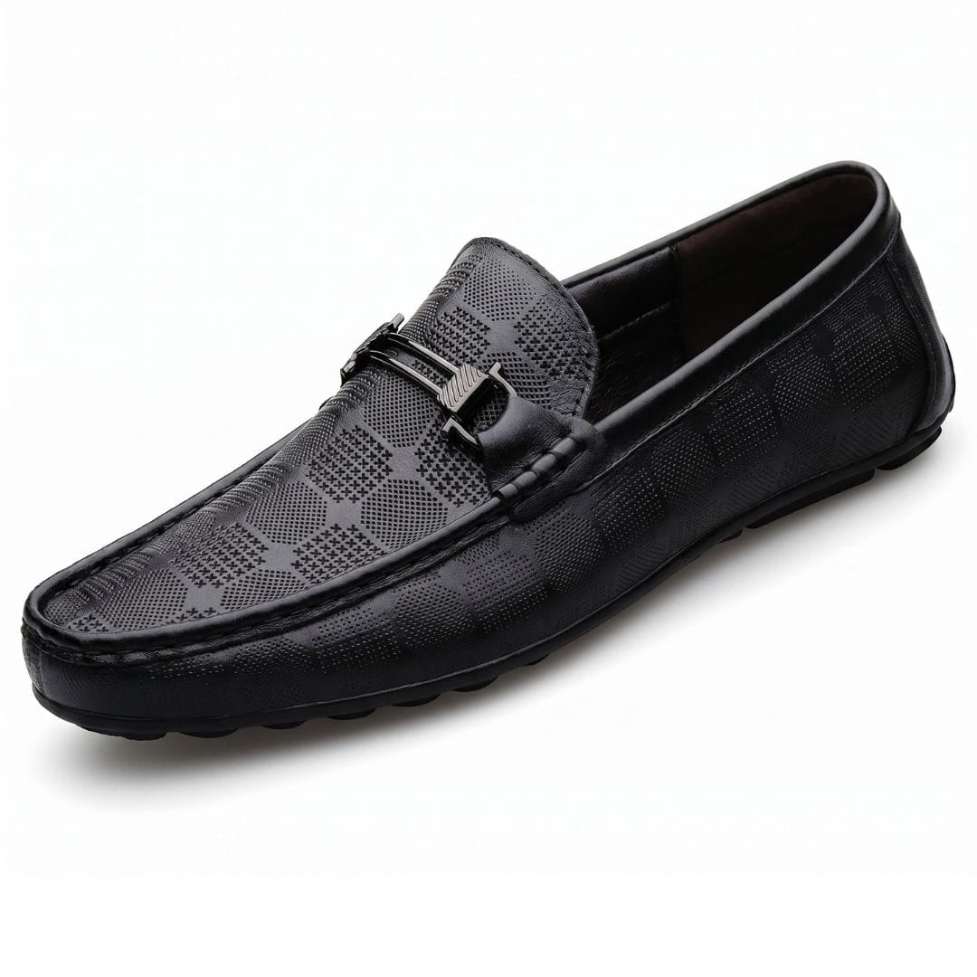 Giorgio Mocassins en Cuir Texturé à Boucle – Souliers Élégants Intemporels à Enfiler