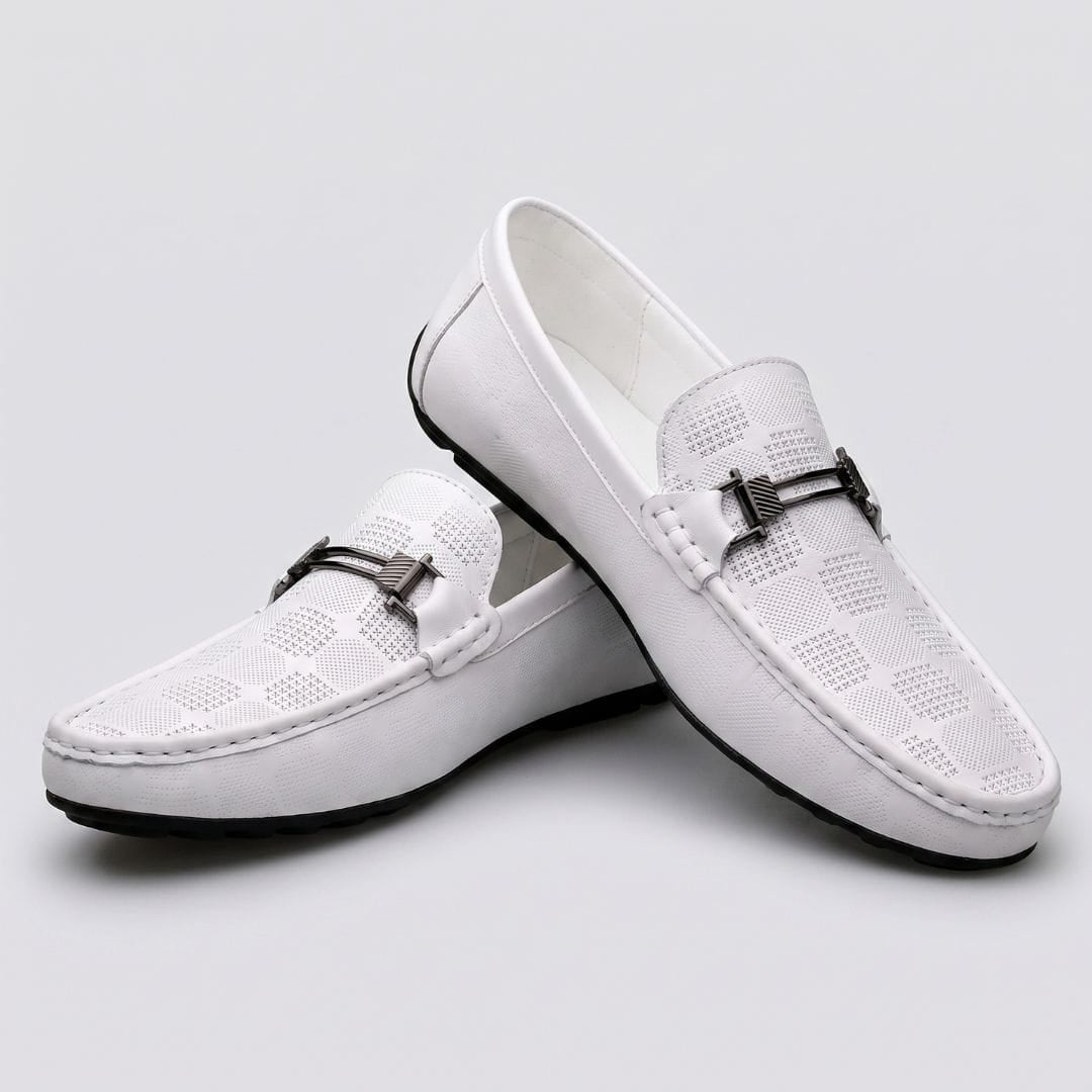 Giorgio Mocassins en Cuir Texturé à Boucle – Souliers Élégants Intemporels à Enfiler