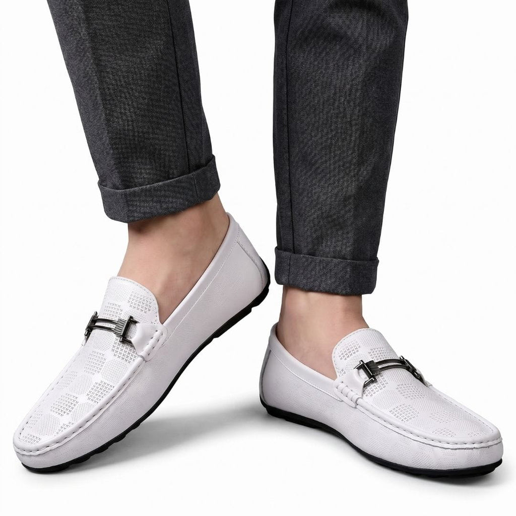 Giorgio Mocassins en Cuir Texturé à Boucle – Souliers Élégants Intemporels à Enfiler