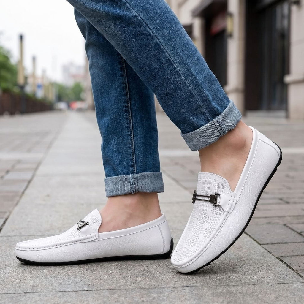 Giorgio Mocassins en Cuir Texturé à Boucle – Souliers Élégants Intemporels à Enfiler