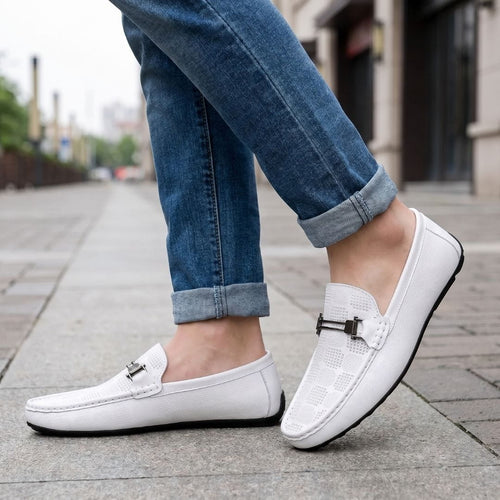 Giorgio Mocassins en Cuir Texturé à Boucle – Souliers Élégants Intemporels à Enfiler