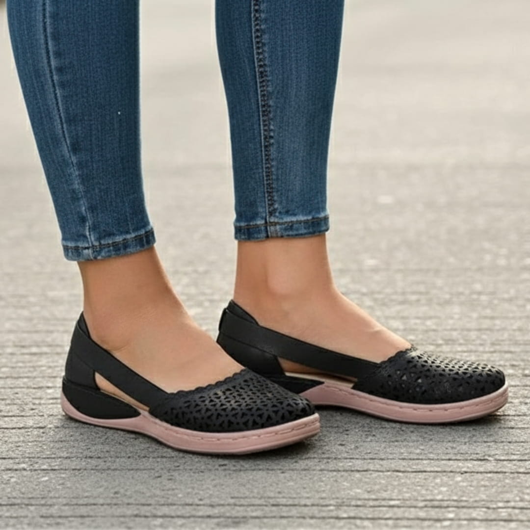 Élise Ballerines Respirantes à Enfiler – Large Toe Confort Léger Casual