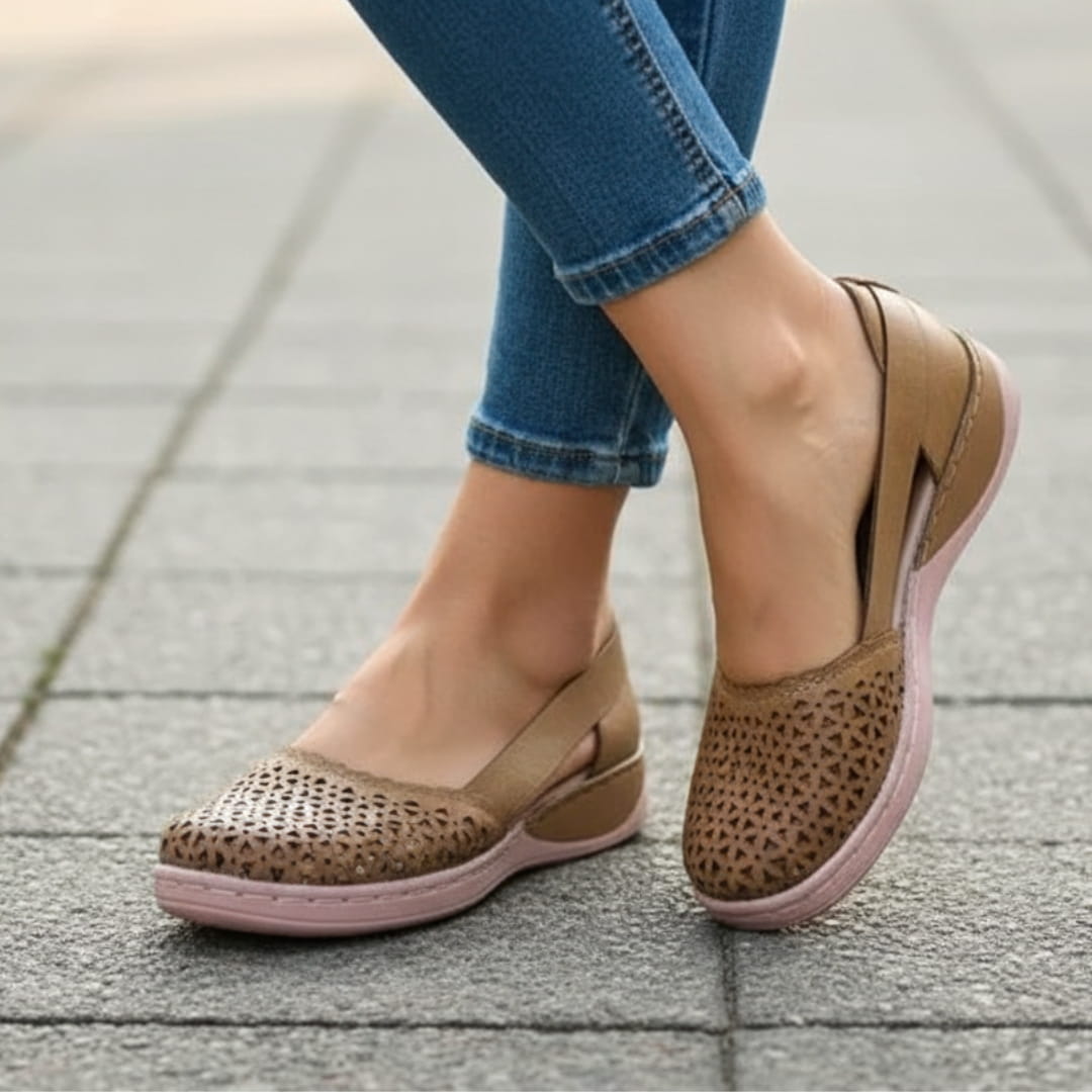 Élise Ballerines Respirantes à Enfiler – Large Toe Confort Léger Casual