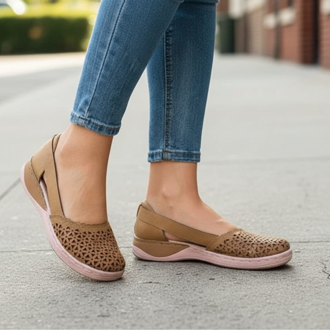 Élise Ballerines Respirantes à Enfiler – Large Toe Confort Léger Casual