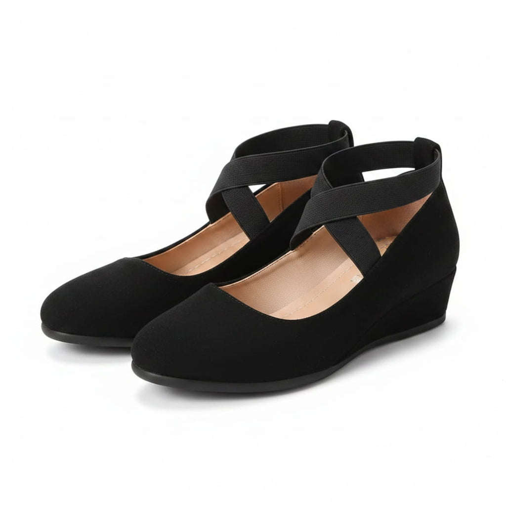 Jenny Chaussures Ballerines Compensées – Confort À Enfiler Bride Élastique Croisée