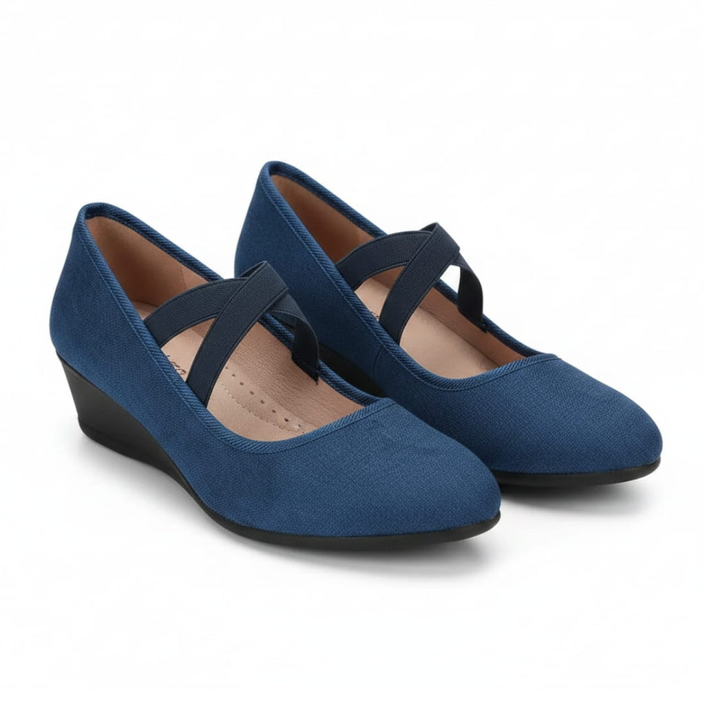 Jenny Chaussures Ballerines Compensées – Confort À Enfiler Bride Élastique Croisée