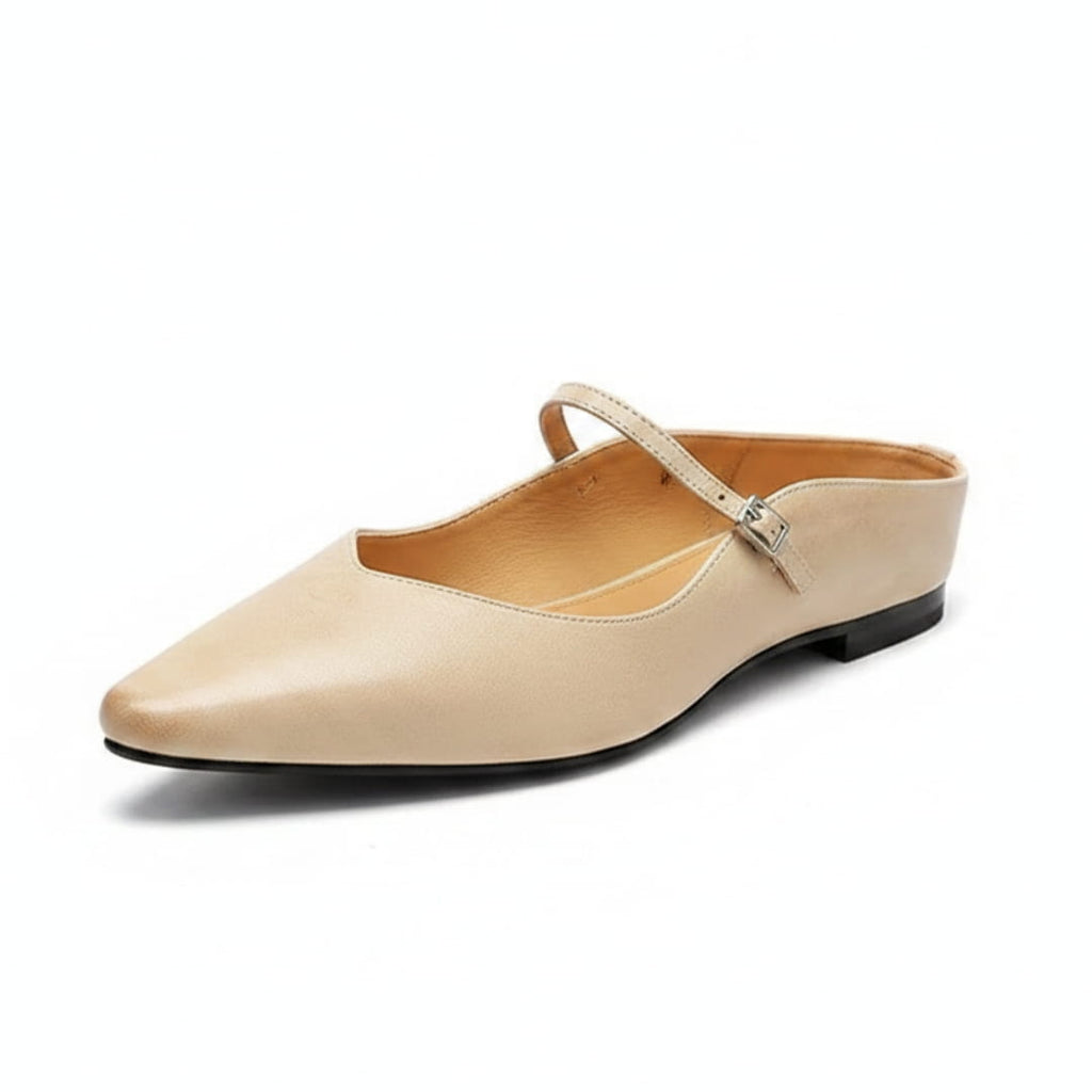 Chiara Mules Plates en Cuir – Style Mary Jane Silhouette Bout Pointu Élégance Confort
