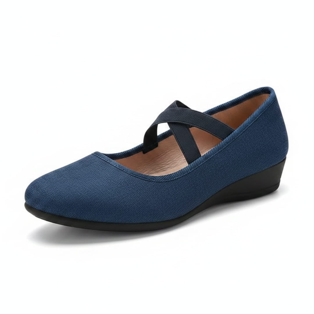 Jenny Chaussures Ballerines Compensées – Confort À Enfiler Bride Élastique Croisée